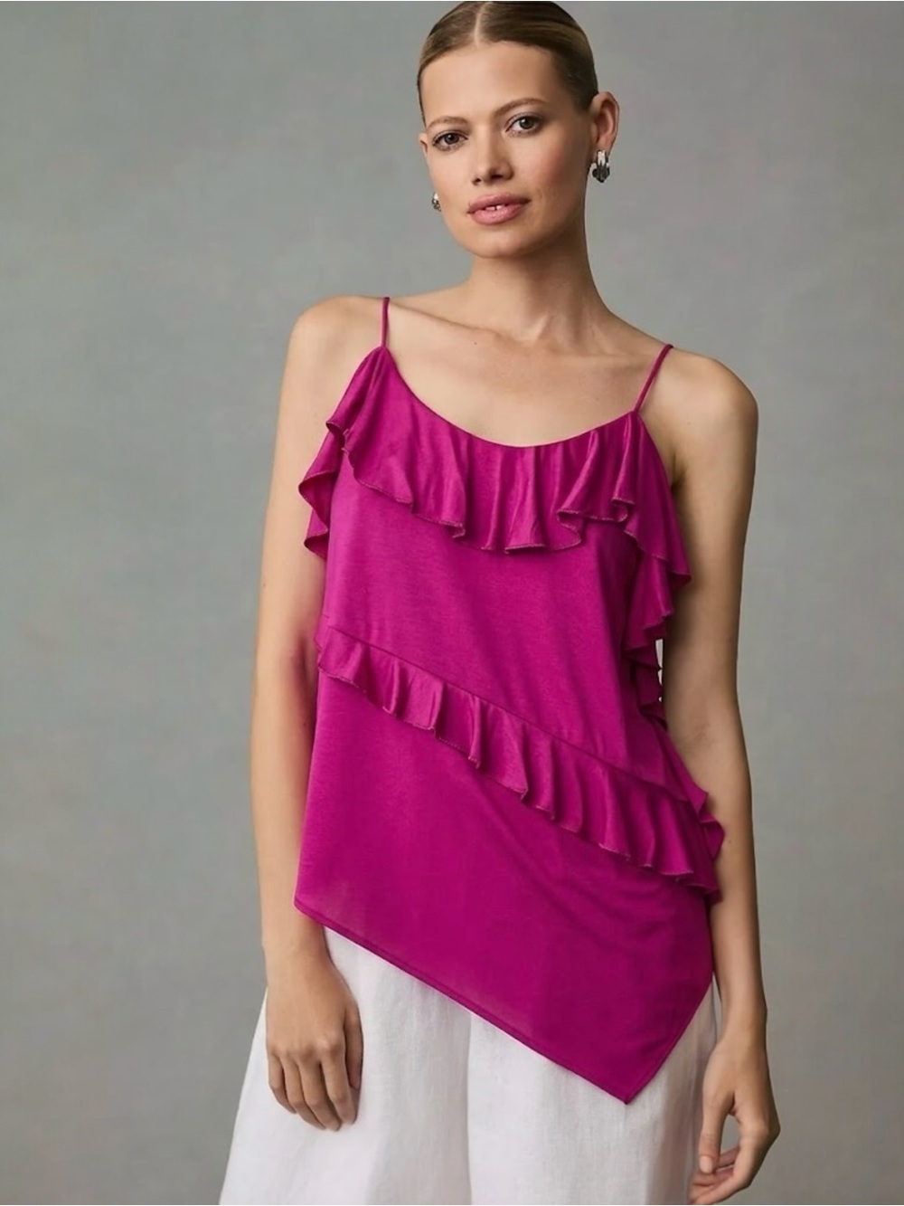 NEW NWT Anthropologie Asymmetrical Ruffle Cami Top